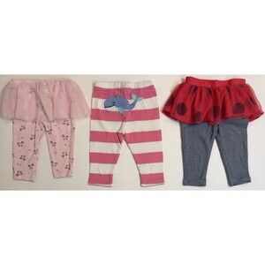 Carter’s Baby Girl Leggings Bundle 6M – 3 Pairs Skirted Pants Whale Unicorns